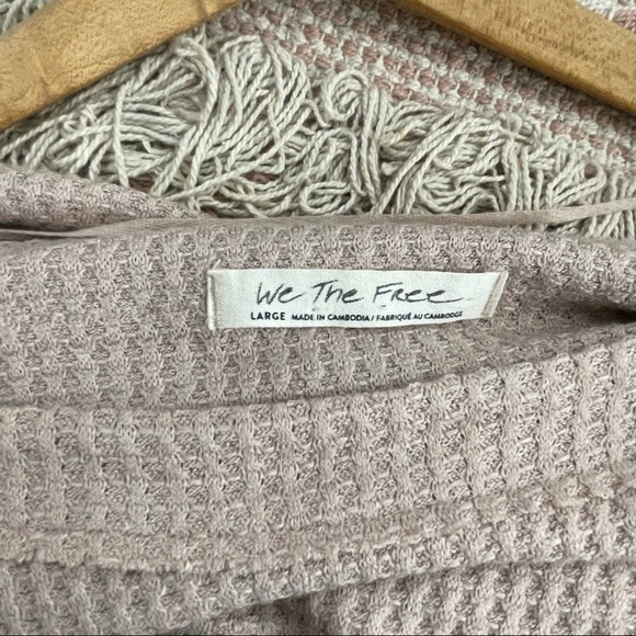 Free People Sand North Shore Thermal Knit Tunic Top  Oversized Sz L - Picture 10 of 16